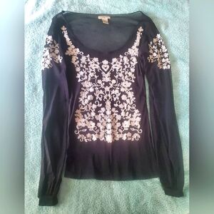 Black and white transparent long-sleeved shirt